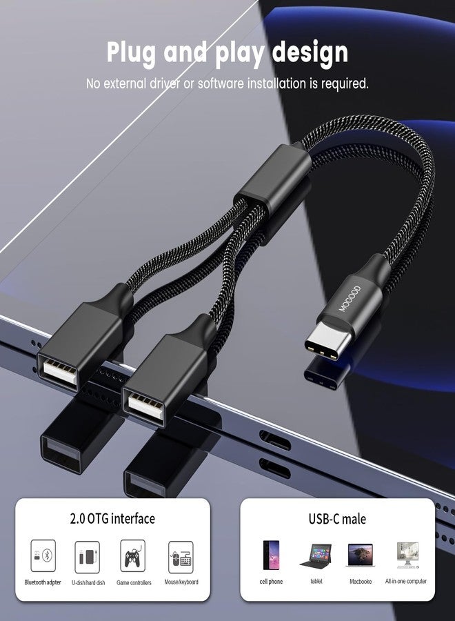 MOGOOD USB C to USB 2.0 Adapter - Dual USB Female Type C Splitter for MacBook Pro, Google Pixel, Galaxy S9 / S8 / Note 8 - Image 2